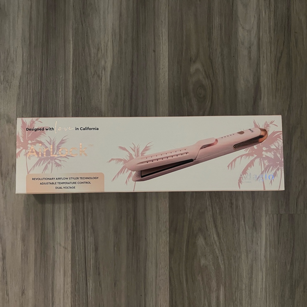 NIB Adagio Airlock hair styler tool curl straighten BLACK ROSE GOLD